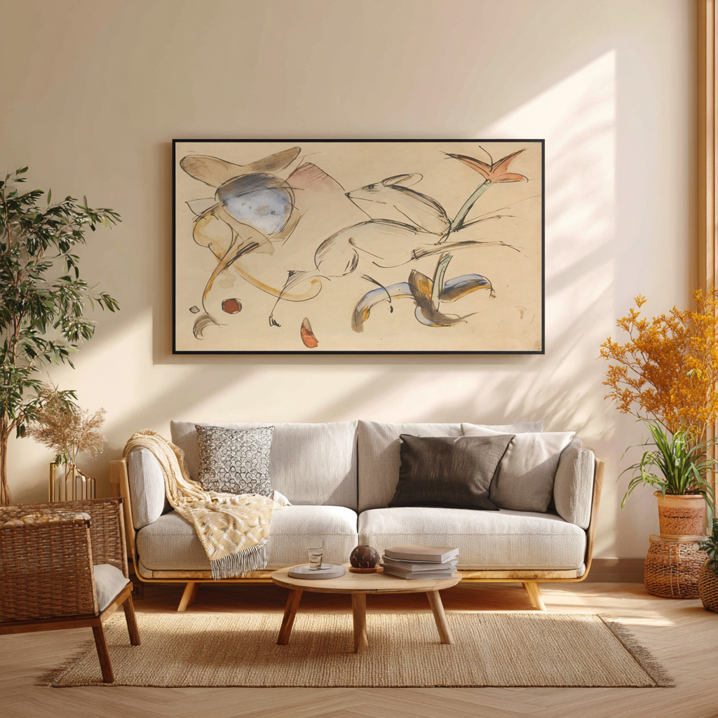 Cerf sautant parmi les fleurs - Franz Marc - Toile premium 430g (qualité galerie)