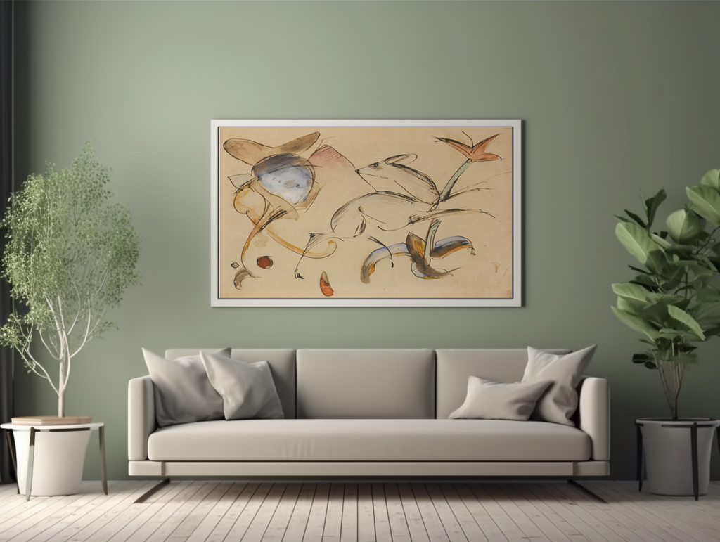 Cerf sautant parmi les fleurs - Franz Marc - Toile premium 430g (qualité galerie)
