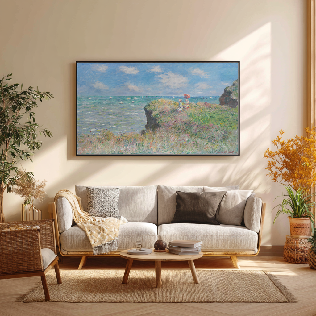 Cliff Walk at Pourville - Claude Monet - 430g Premium Canvas (Gallery Quality)