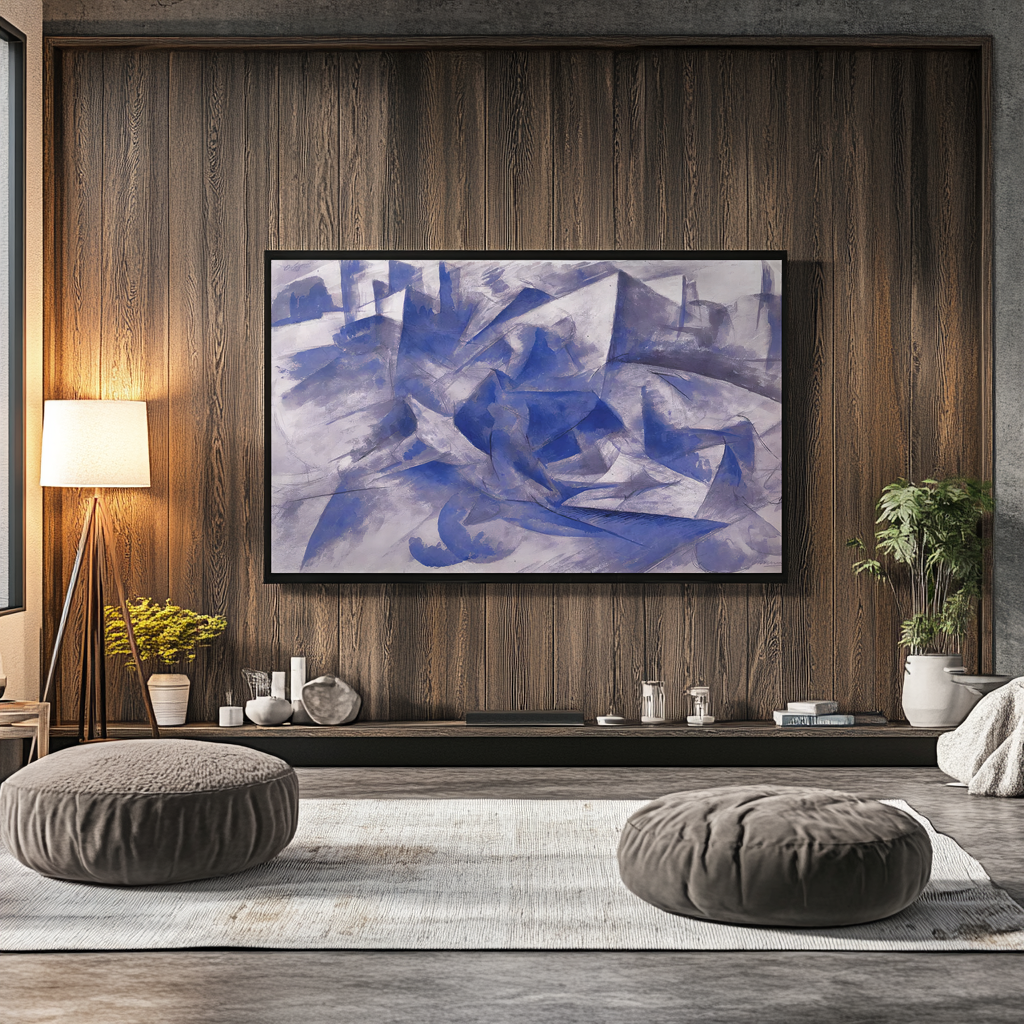 Cheval + Cavalier + Maisons - Umberto Boccioni - Toile premium 430g (qualité galerie)