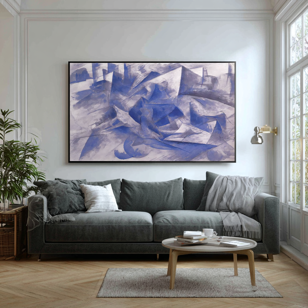 Cheval + Cavalier + Maisons - Umberto Boccioni - Toile premium 430g (qualité galerie)