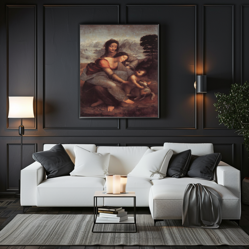 The Virgin and Child with Saint Anne - Leonardo da Vinci - Premium 430gsm canvas (gallery quality)