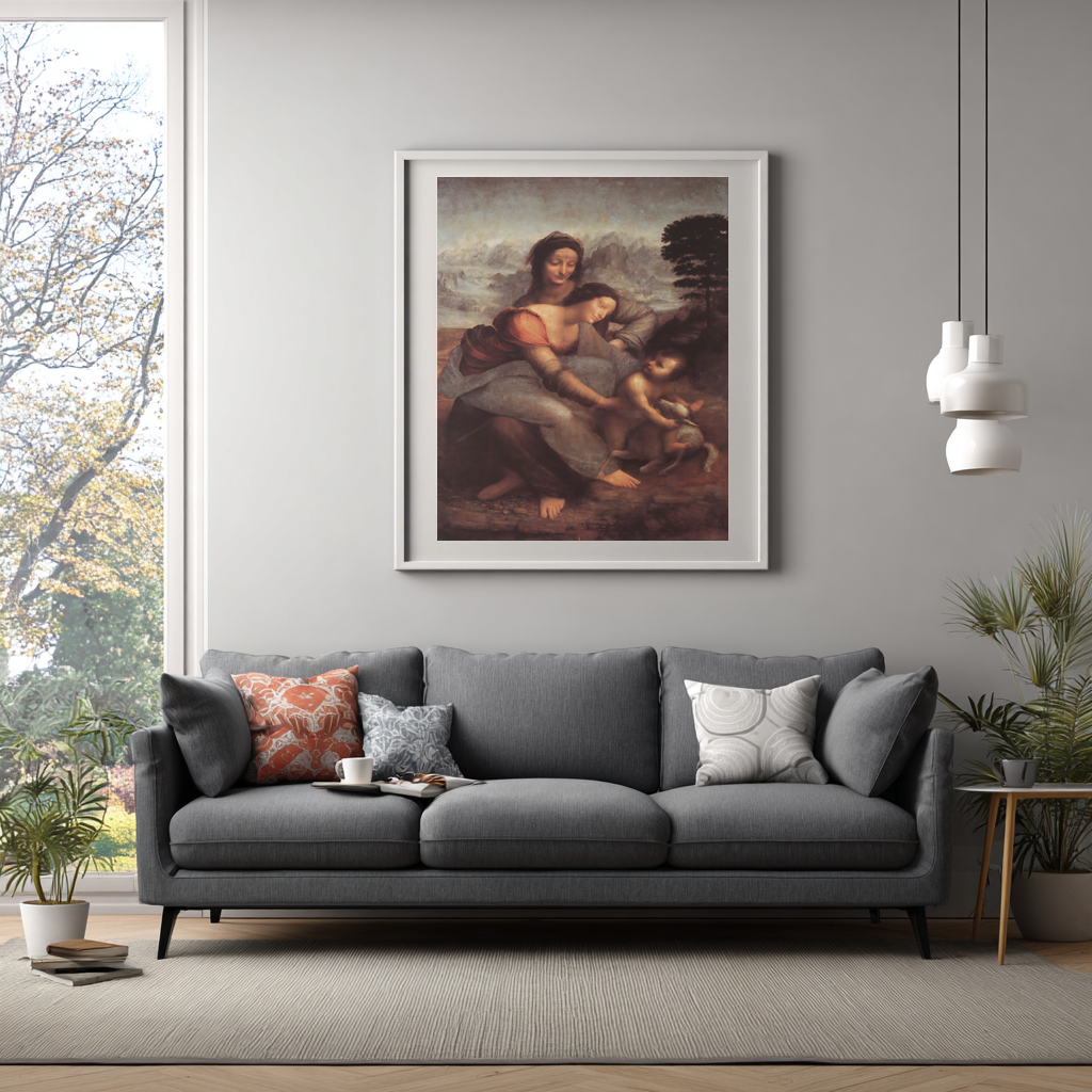 The Virgin and Child with Saint Anne - Leonardo da Vinci - Premium 430gsm canvas (gallery quality)