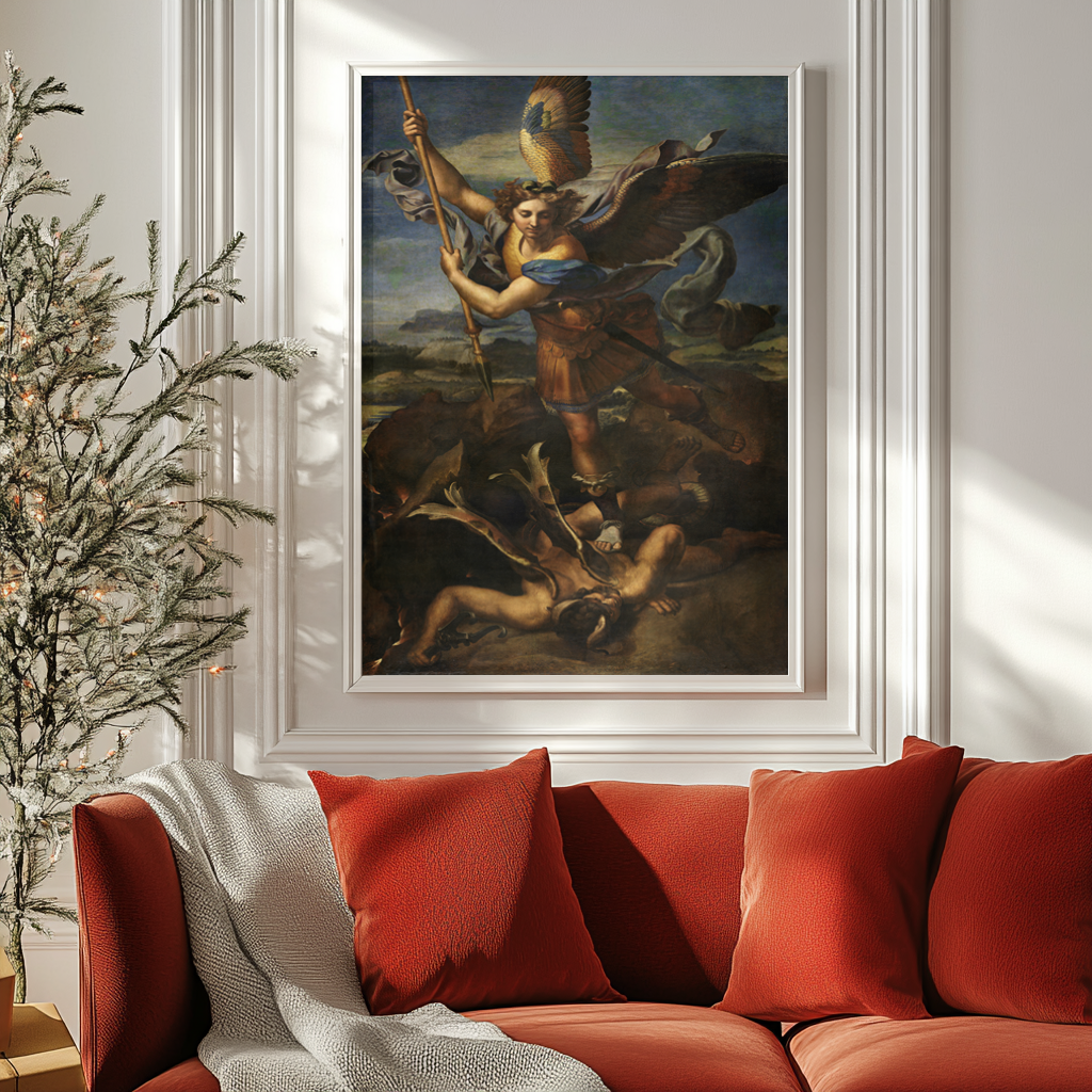 Saint Michael Vanquishing the Demon - Raphael Sanzio - Premium Canvas 430g (gallery quality)