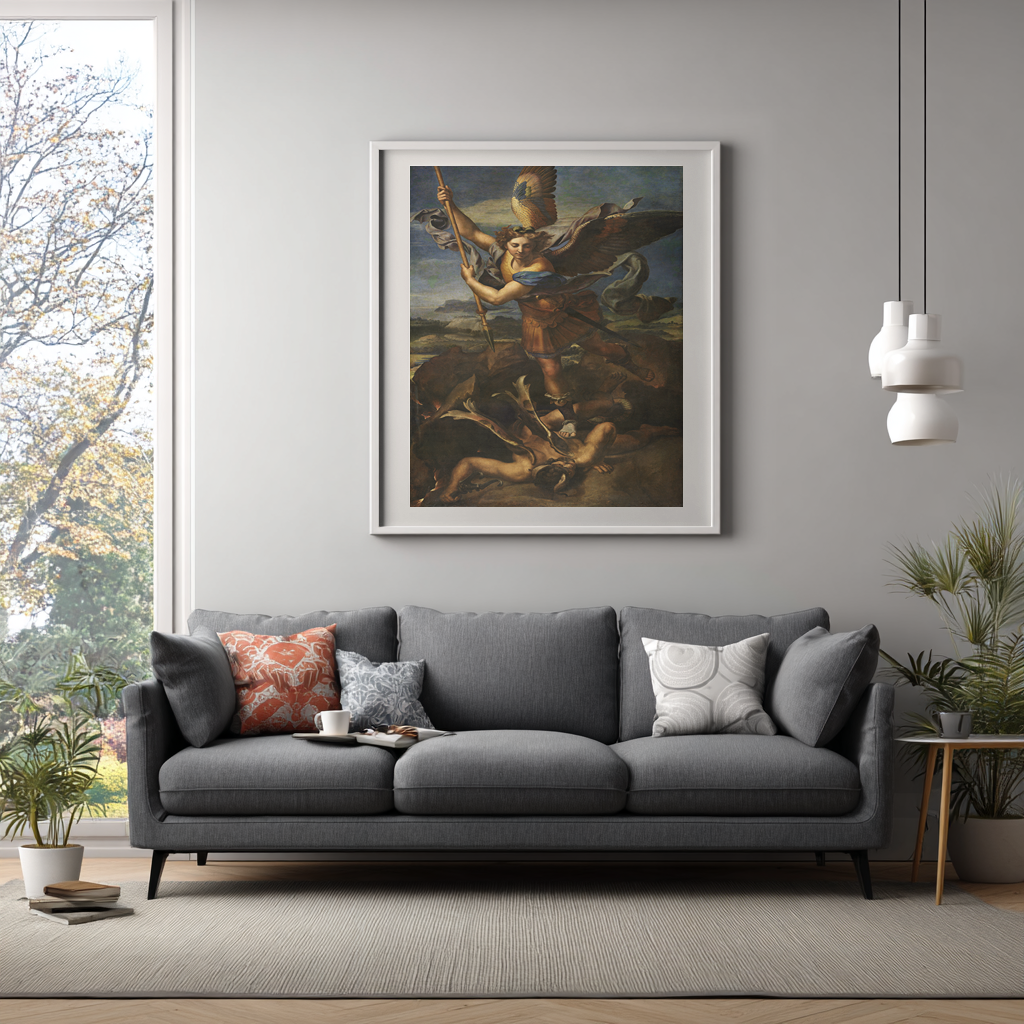 Saint Michel terrassant le démon - Raphaël - Toile premium 430g (qualité musée)