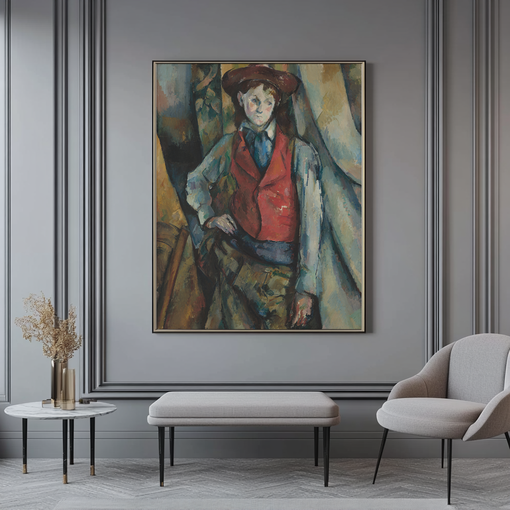 Garçon au gilet rouge - Paul Cézanne - Toile premium 430g (qualité galerie)