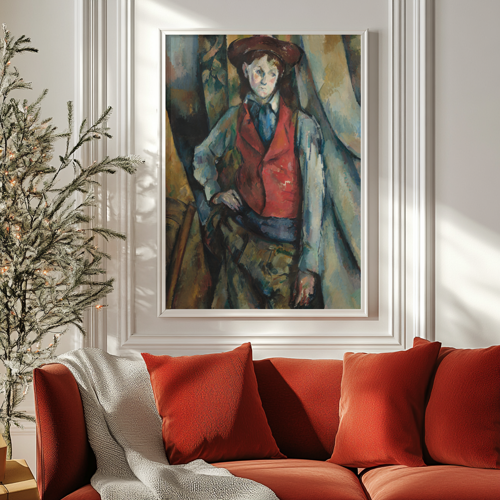 Garçon au gilet rouge - Paul Cézanne - Toile premium 430g (qualité galerie)
