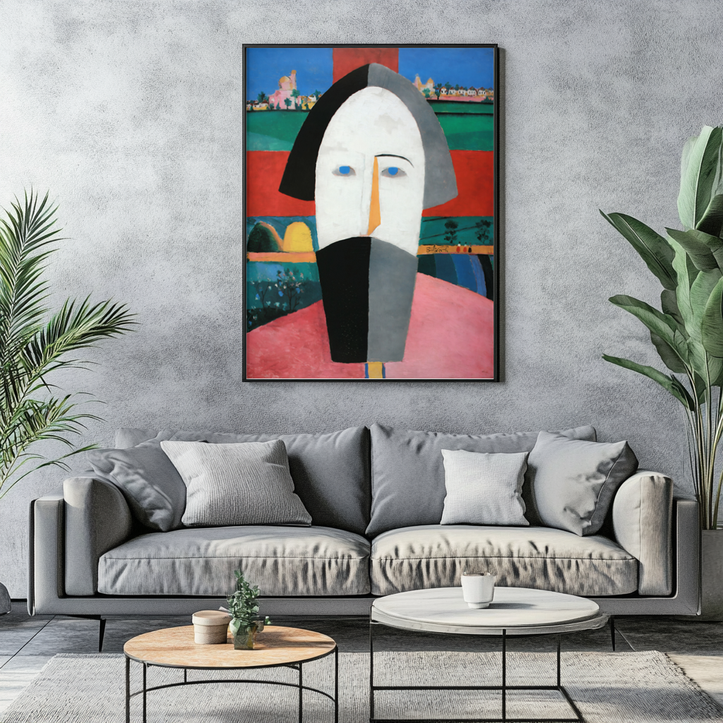 Head of a Peasant - Kazimir Malevich - Premium 430g Canvas (gallery quality)