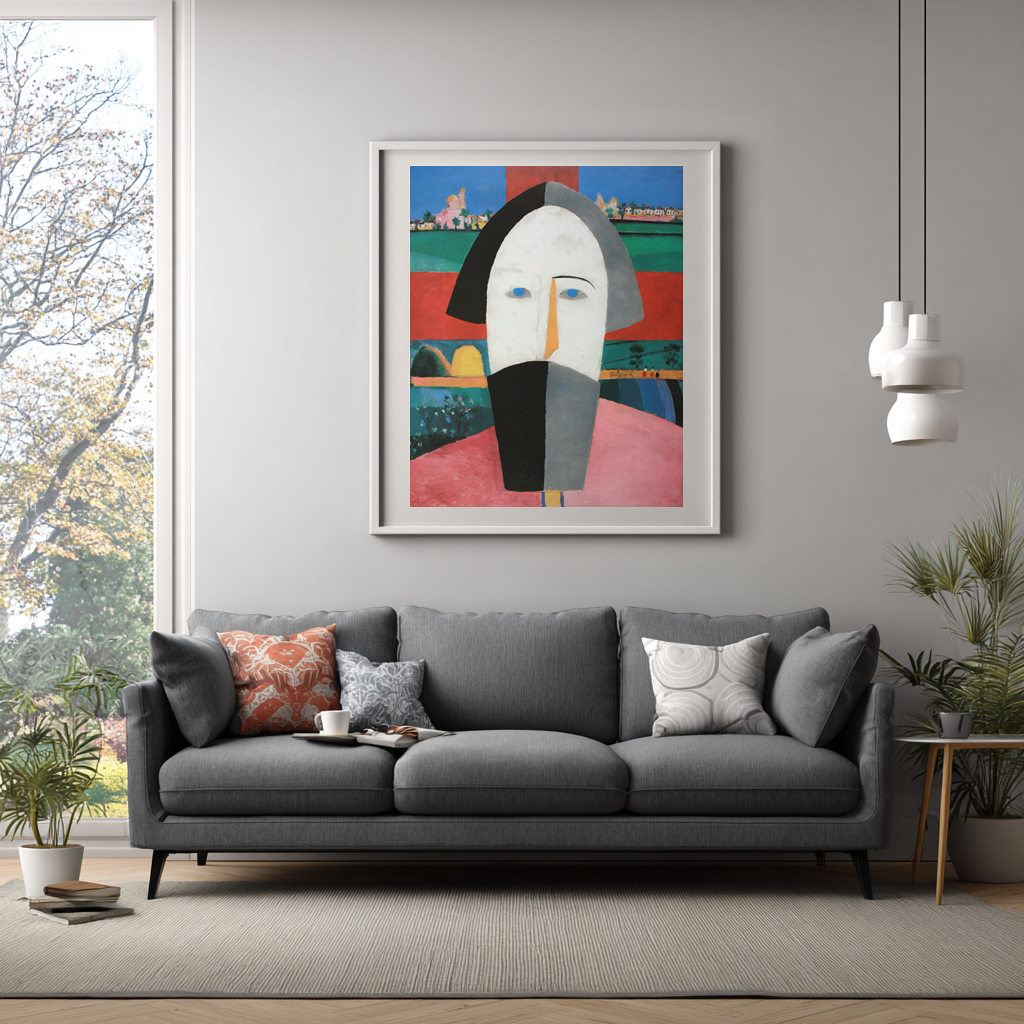 Head of a Peasant - Kazimir Malevich - Premium 430g Canvas (gallery quality)