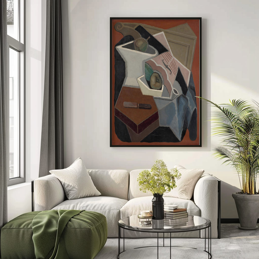 Violon et corbeille de fruits - Juan Gris - Toile premium 430g (qualité galerie)