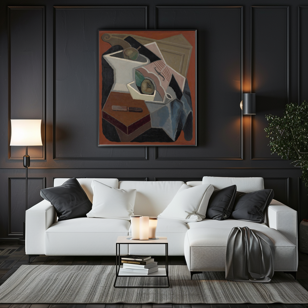 Violon et corbeille de fruits - Juan Gris - Toile premium 430g (qualité galerie)