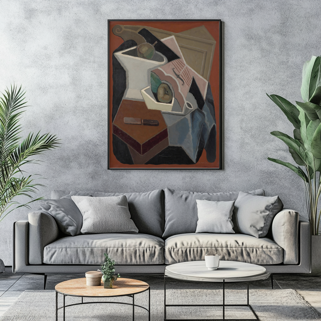 Violon et corbeille de fruits - Juan Gris - Toile premium 430g (qualité galerie)