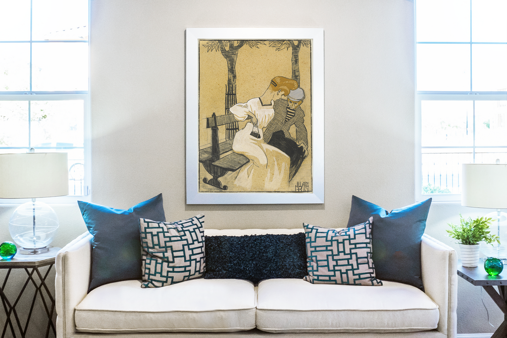 Homme et femme sur un banc - Juan Gris - Toile premium 430g (qualité galerie)