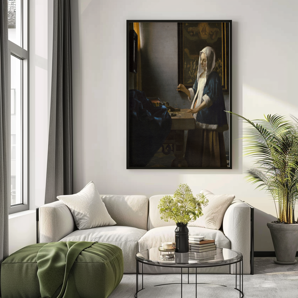 Woman Holding a Balance - Johannes Vermeer - Premium 430g canvas (gallery quality)