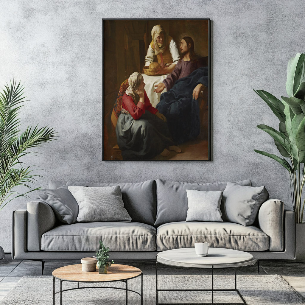 Le Christ chez Marthe et Marie - Johannes Vermeer - Toile premium 430g (qualité galerie)