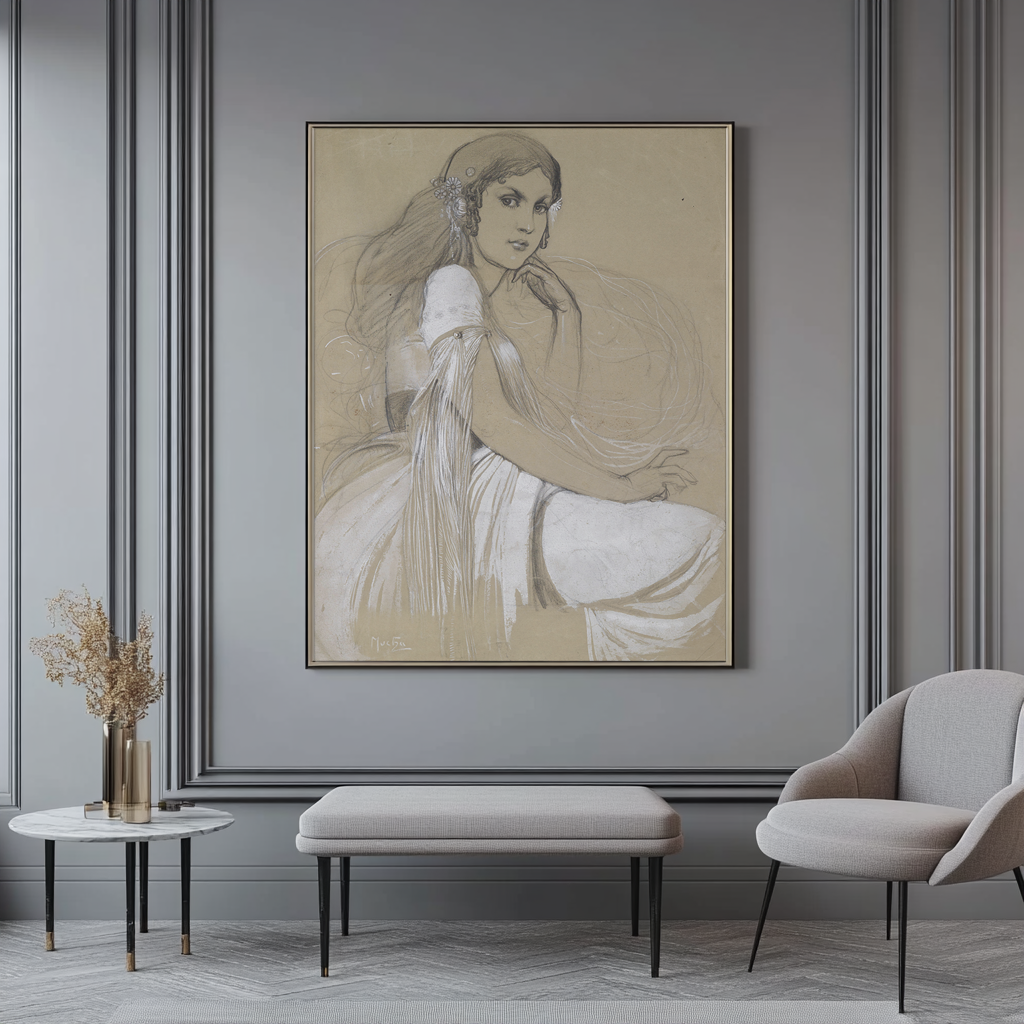 Portrait of Jaroslava - Alphonse Mucha - Premium canvas 430g (gallery quality)