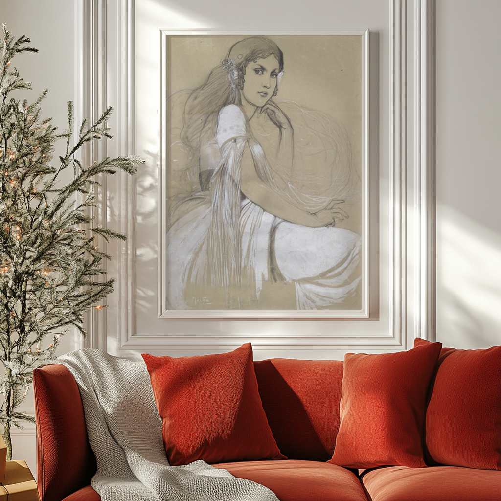 Portrait de Jaroslava - Alphonse Mucha - Toile premium 430g (qualité galerie)