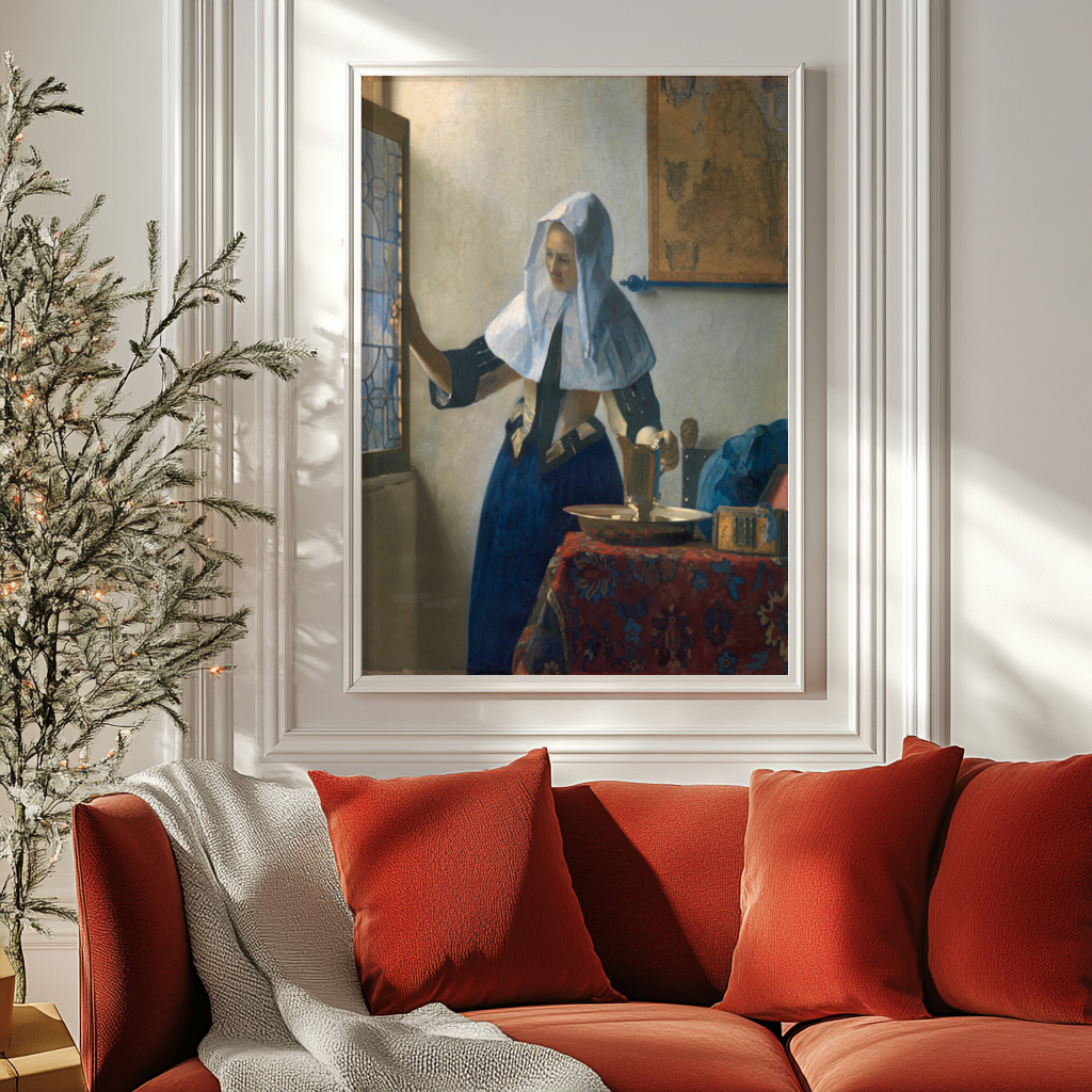 Woman with a Water Jug - Johannes Vermeer - Premium Canvas 430g (gallery quality)