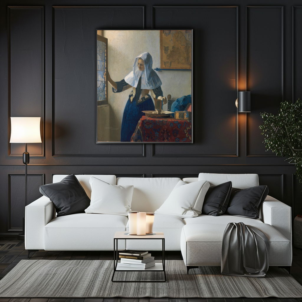 Femme avec une cruche d'eau - Johannes Vermeer - Toile premium 430g (qualité galerie)