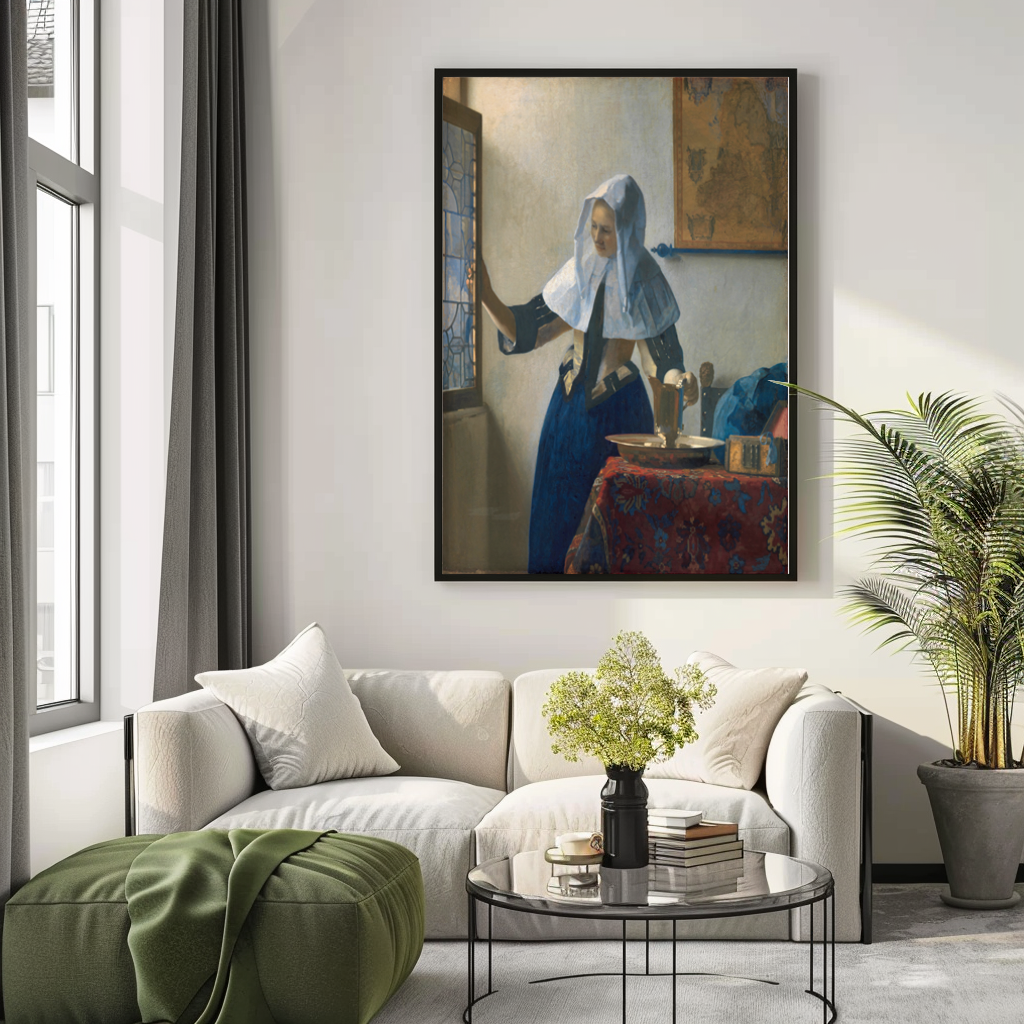 Woman with a Water Jug - Johannes Vermeer - Premium Canvas 430g (gallery quality)