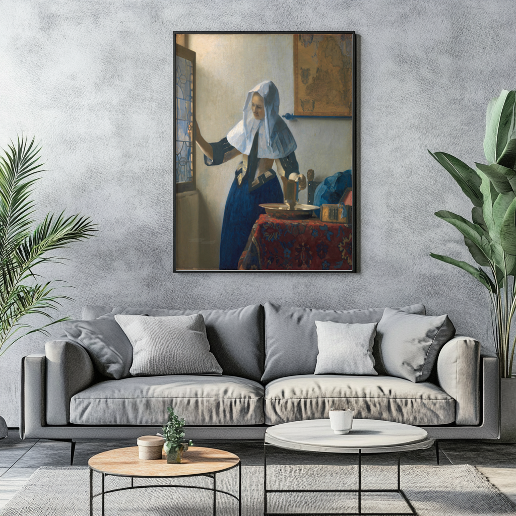 Femme avec une cruche d'eau - Johannes Vermeer - Toile premium 430g (qualité galerie)