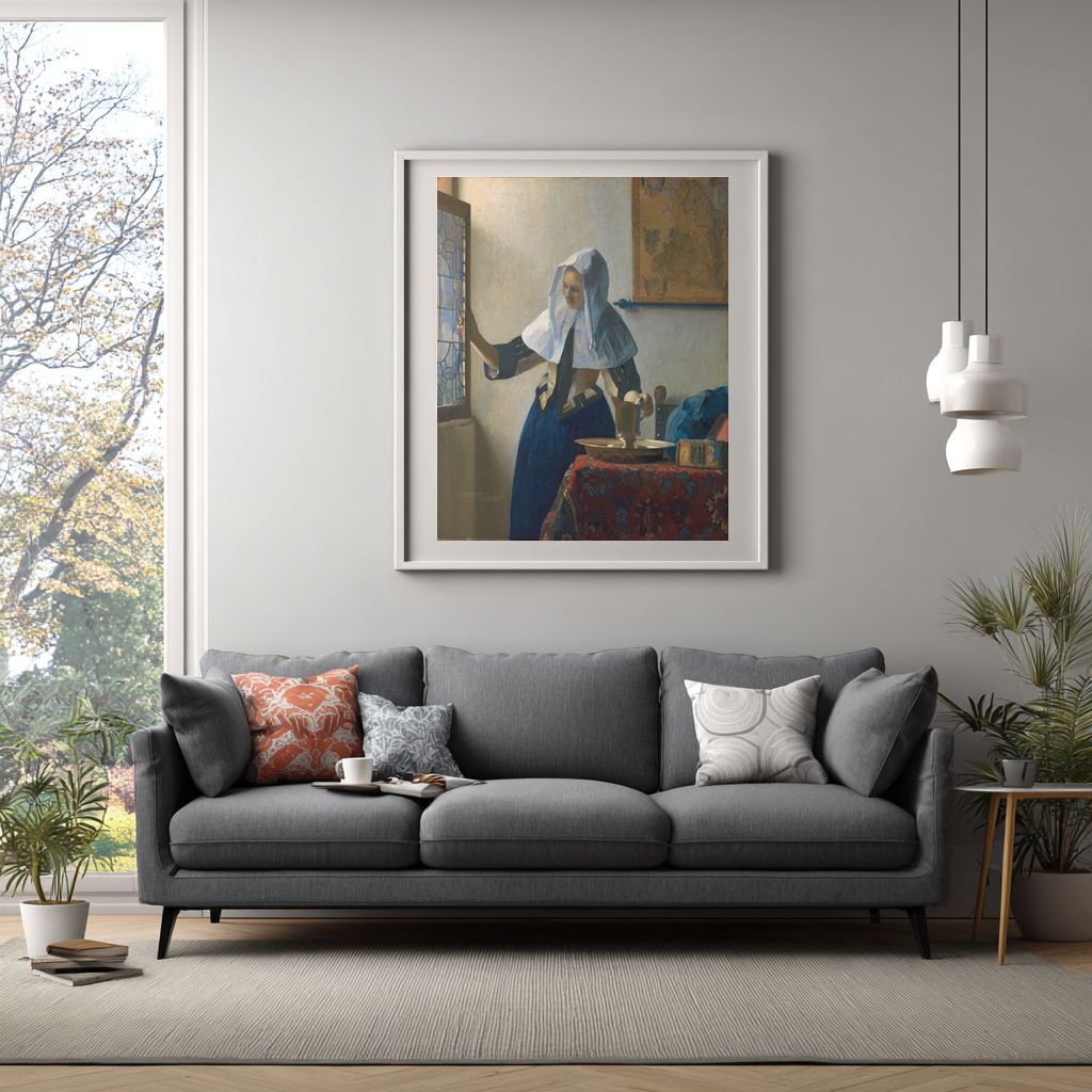 Woman with a Water Jug - Johannes Vermeer - Premium Canvas 430g (gallery quality)
