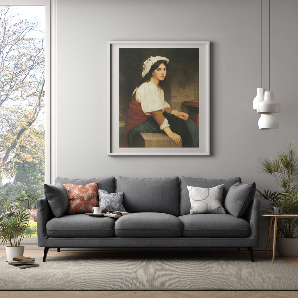 Jeune Italienne à la fontaine - William Adolphe Bouguereau - Toile premium 430g (qualité galerie)