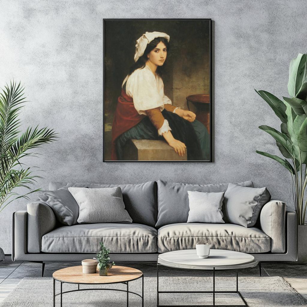 Jeune Italienne à la fontaine - William Adolphe Bouguereau - Toile premium 430g (qualité galerie)