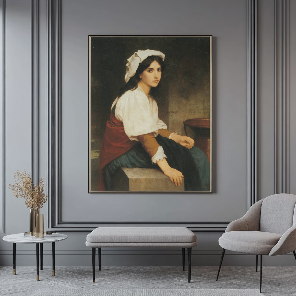 Jeune Italienne à la fontaine - William Adolphe Bouguereau - Toile premium 430g (qualité galerie)