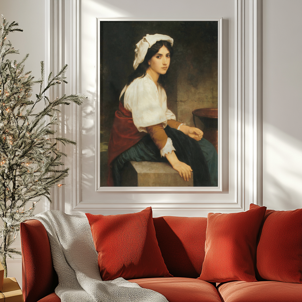 Jeune Italienne à la fontaine - William Adolphe Bouguereau - Toile premium 430g (qualité galerie)