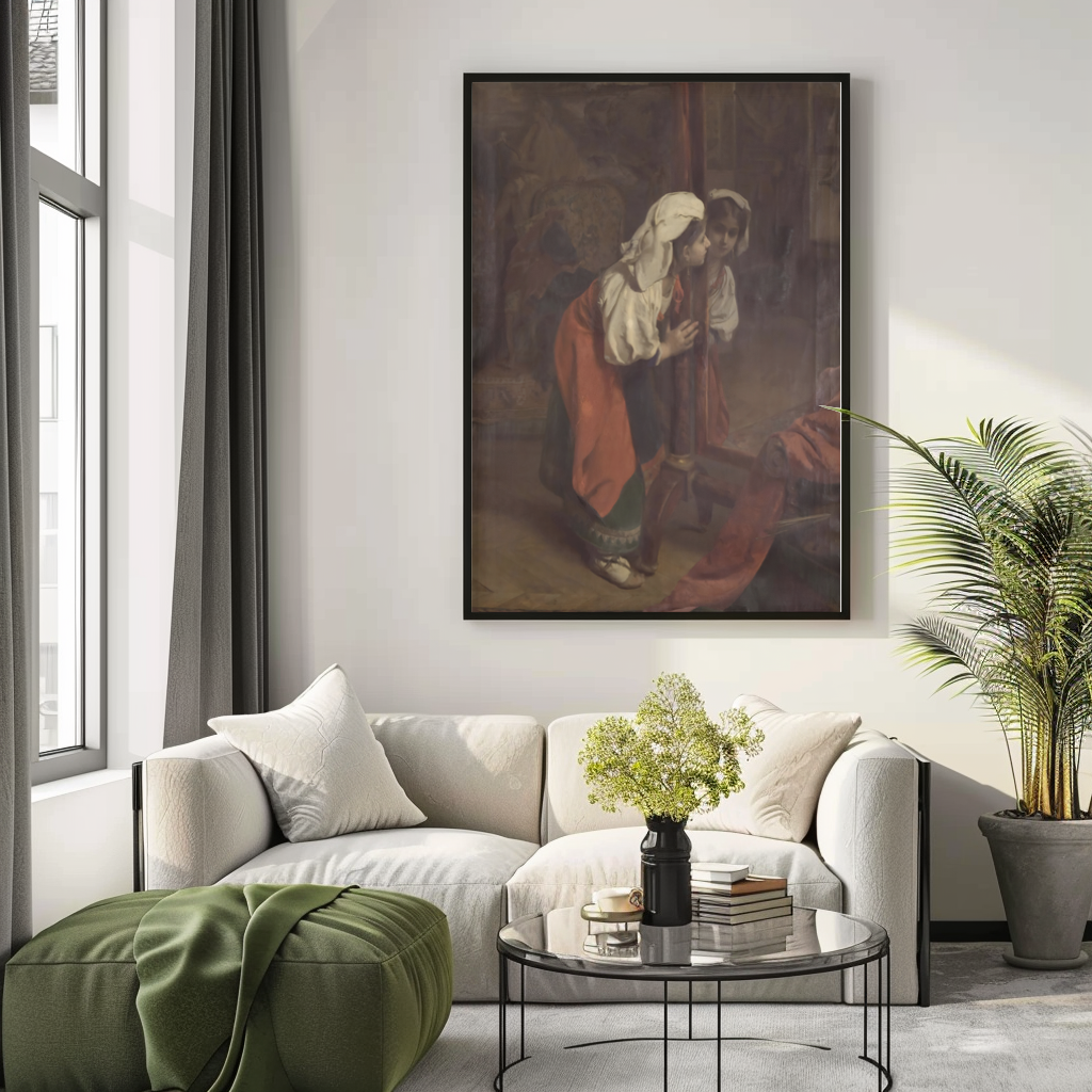 Seule à l'atelier - Henri Guillaume Schlesinger - Toile premium 430g (qualité galerie)