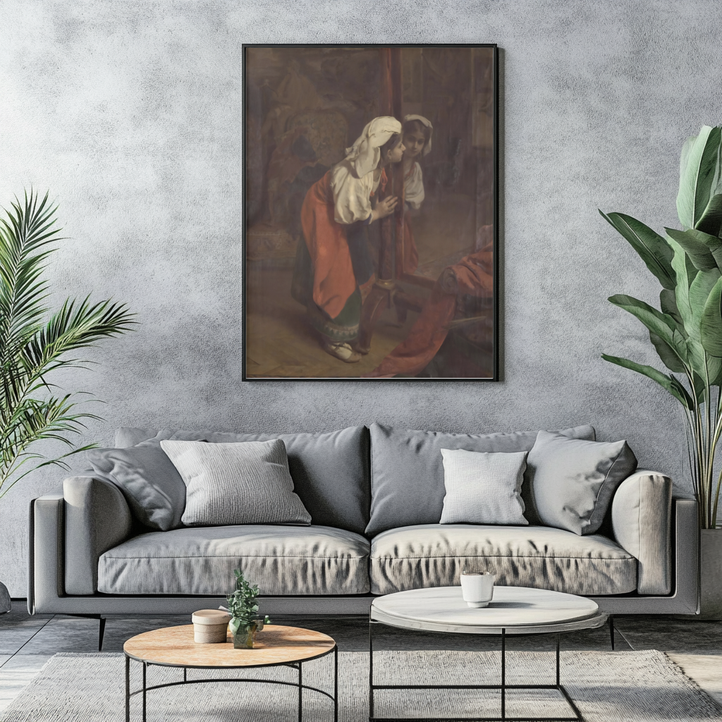 Seule à l'atelier - Henri Guillaume Schlesinger - Toile premium 430g (qualité galerie)