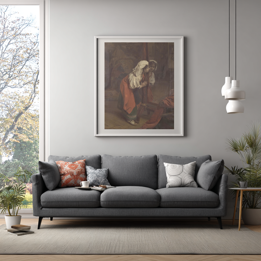 Seule à l'atelier - Henri Guillaume Schlesinger - Toile premium 430g (qualité galerie)