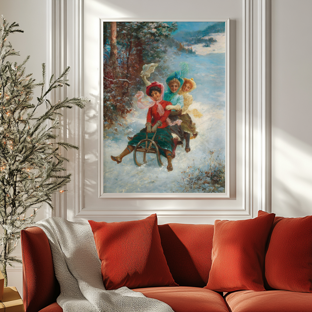 The Sleigh Ride - Hans Zatzka - Premium Canvas 430g (gallery quality)