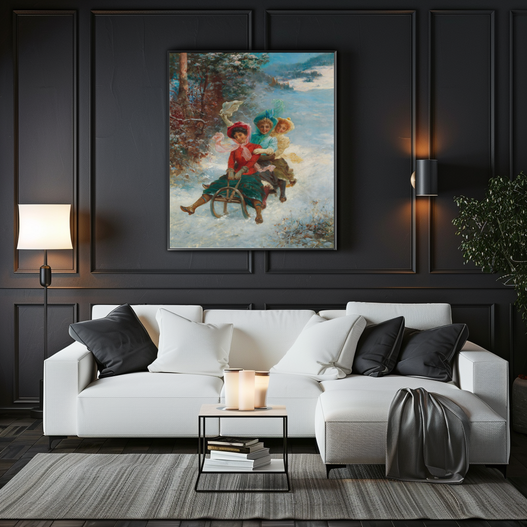 The Sleigh Ride - Hans Zatzka - Premium Canvas 430g (gallery quality)