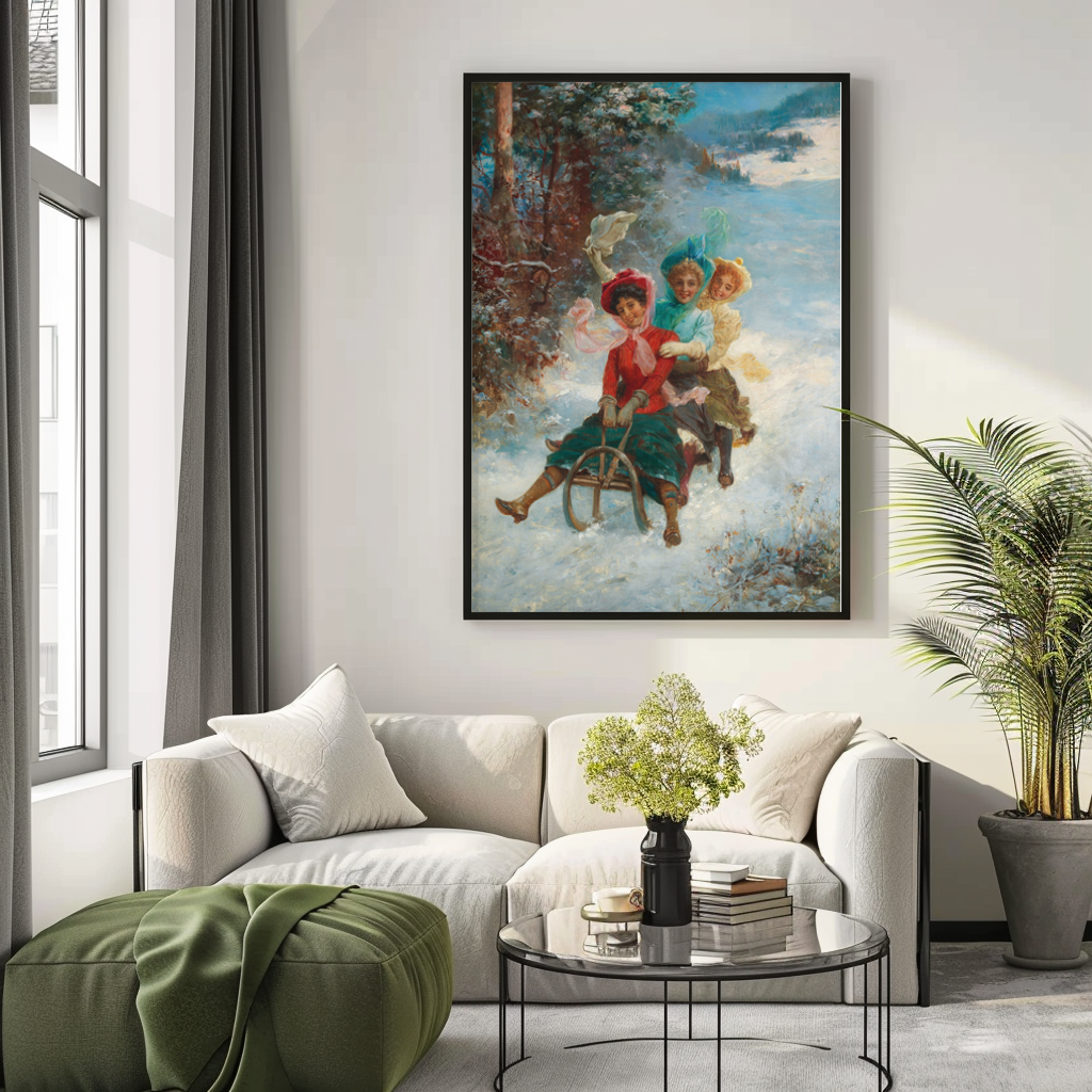 The Sleigh Ride - Hans Zatzka - Premium Canvas 430g (gallery quality)