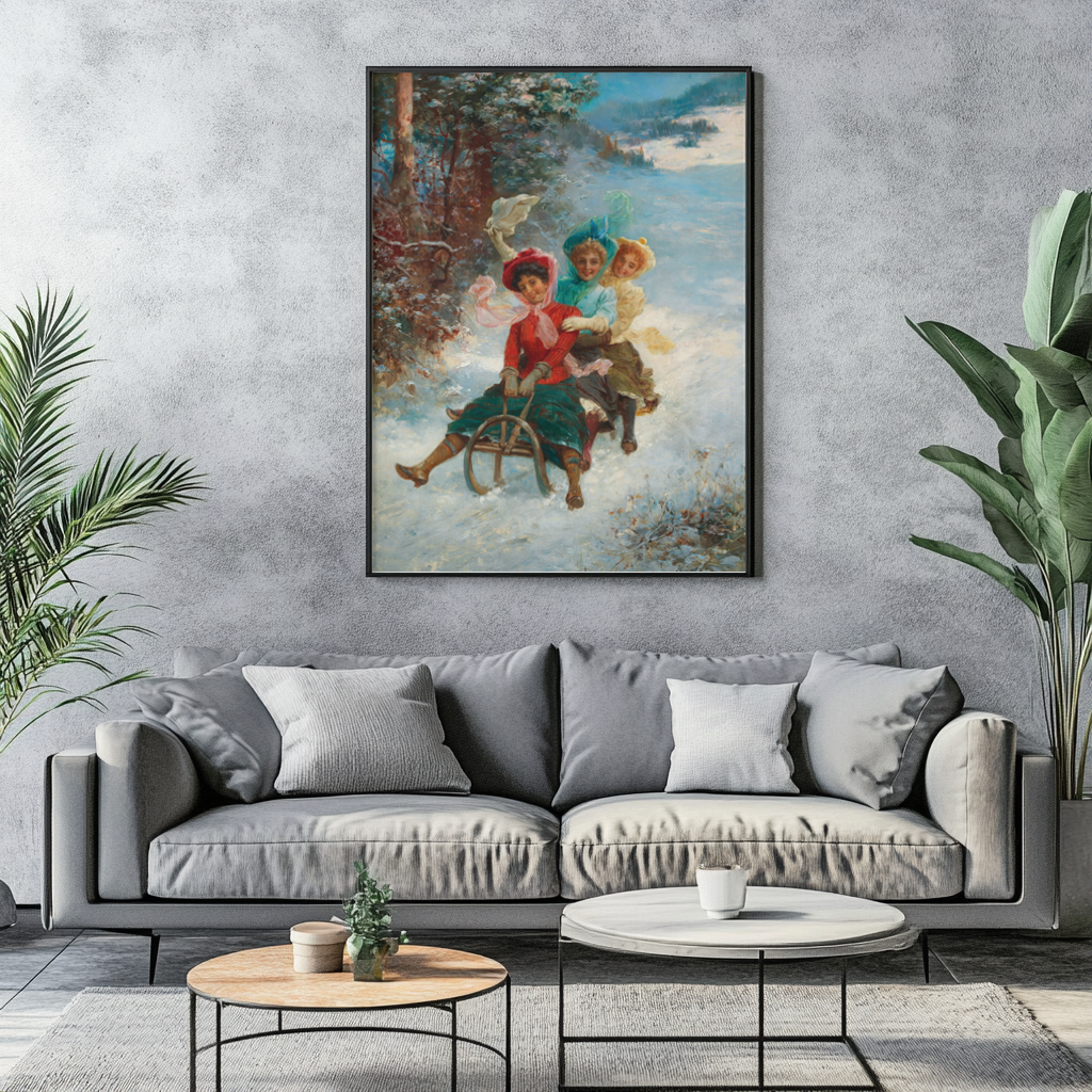 The Sleigh Ride - Hans Zatzka - Premium Canvas 430g (gallery quality)