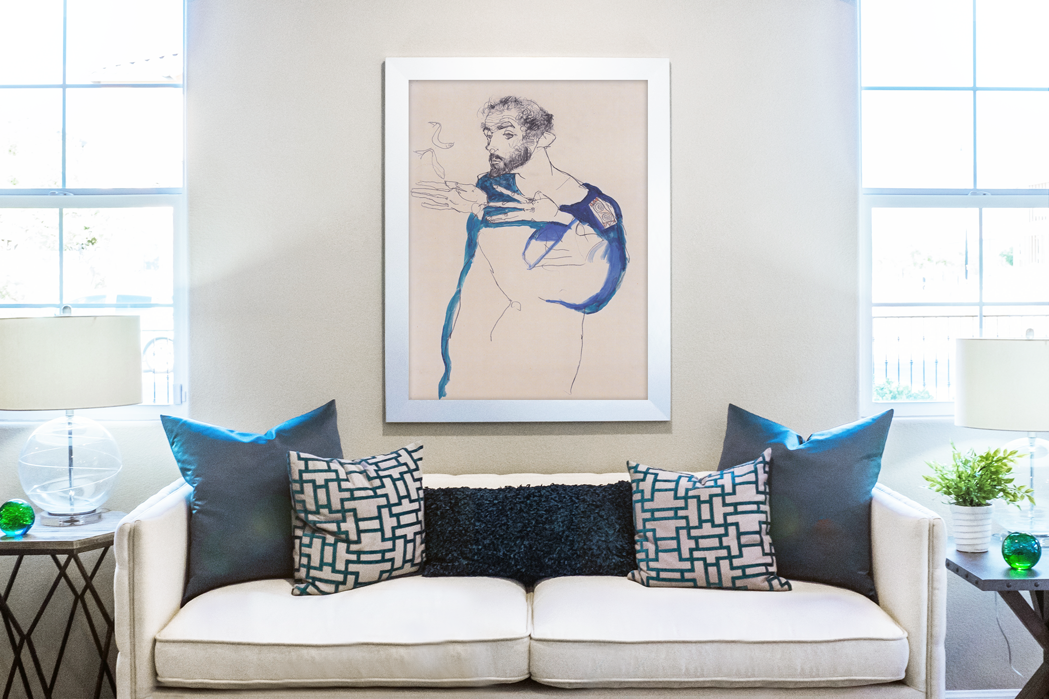 Gustav Klimt in Blue Painter's Smock - Egon Schiele - Premium Canvas 430g (gallery quality)