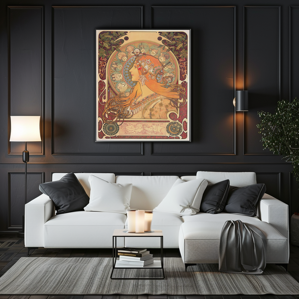 Zodiaque - Alphonse Mucha - Toile premium 430g (qualité galerie)