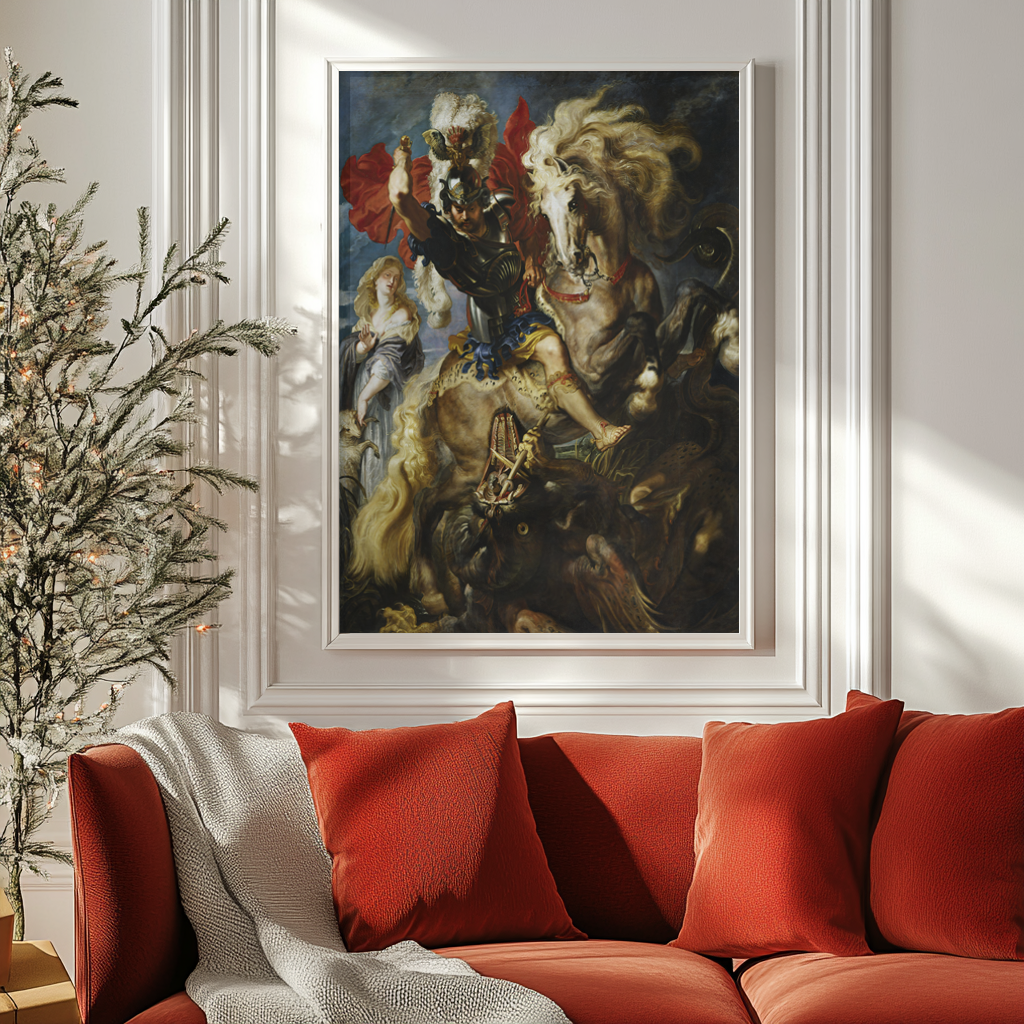 Saint George and the Dragon - Peter Paul Rubens - 430g premium canvas (gallery quality)