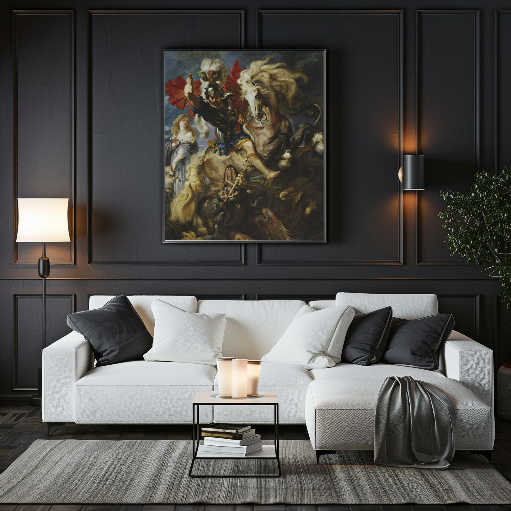 Saint George and the Dragon - Peter Paul Rubens - 430g premium canvas (gallery quality)