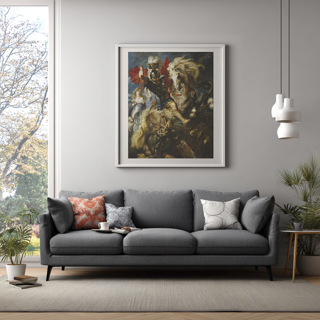 Saint George and the Dragon - Peter Paul Rubens - 430g premium canvas (gallery quality)
