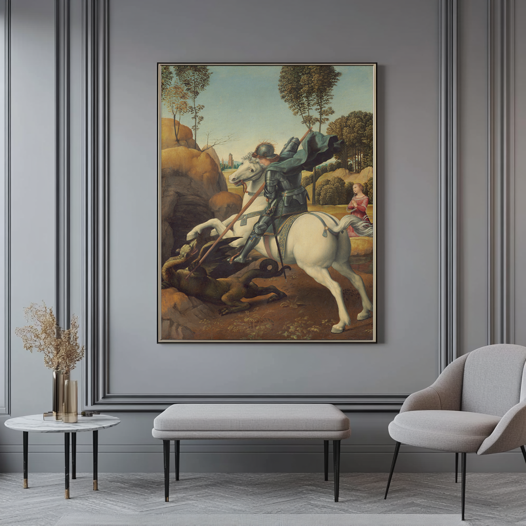 Saint Georges et le Dragon - Raphaël - Toile premium 430g (qualité galerie)
