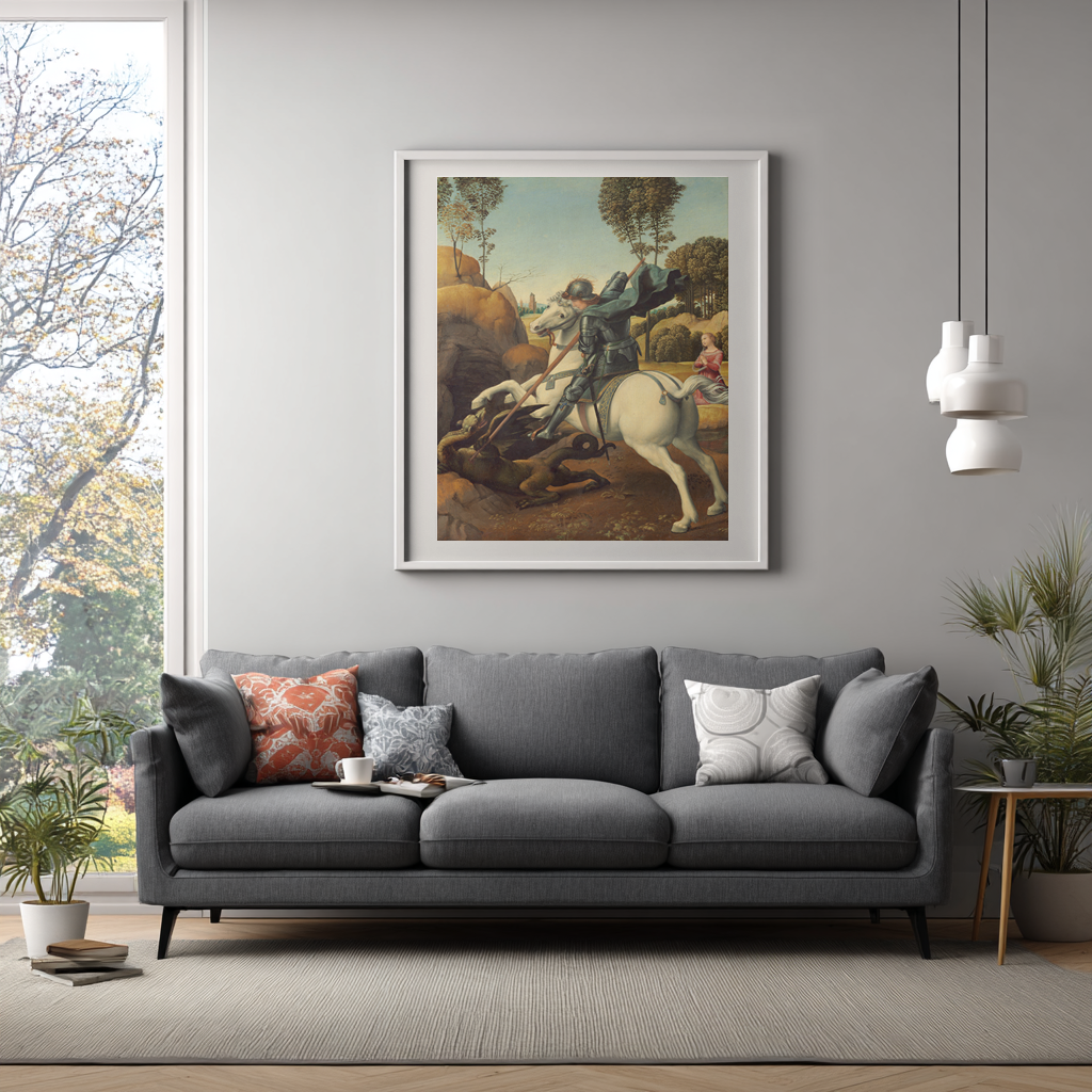 Saint Georges et le Dragon - Raphaël - Toile premium 430g (qualité galerie)