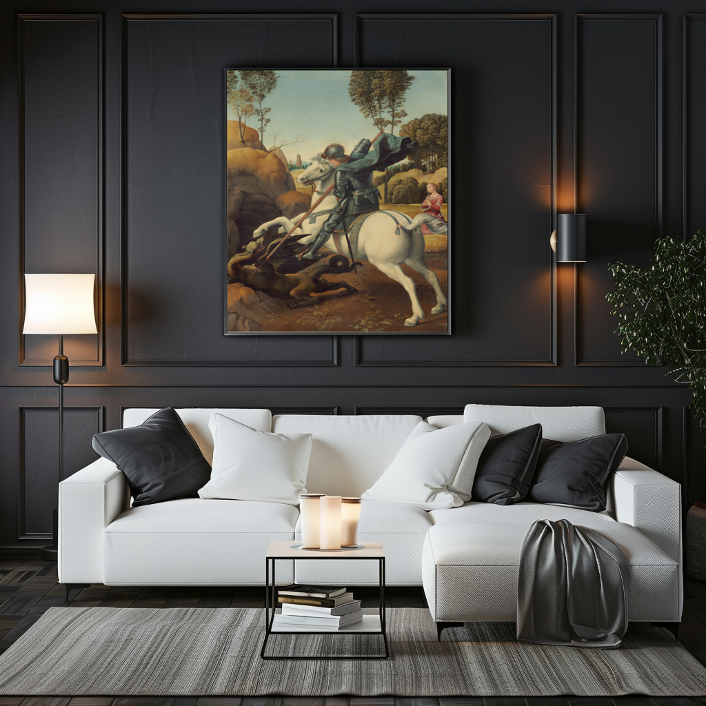 Saint Georges et le Dragon - Raphaël - Toile premium 430g (qualité galerie)