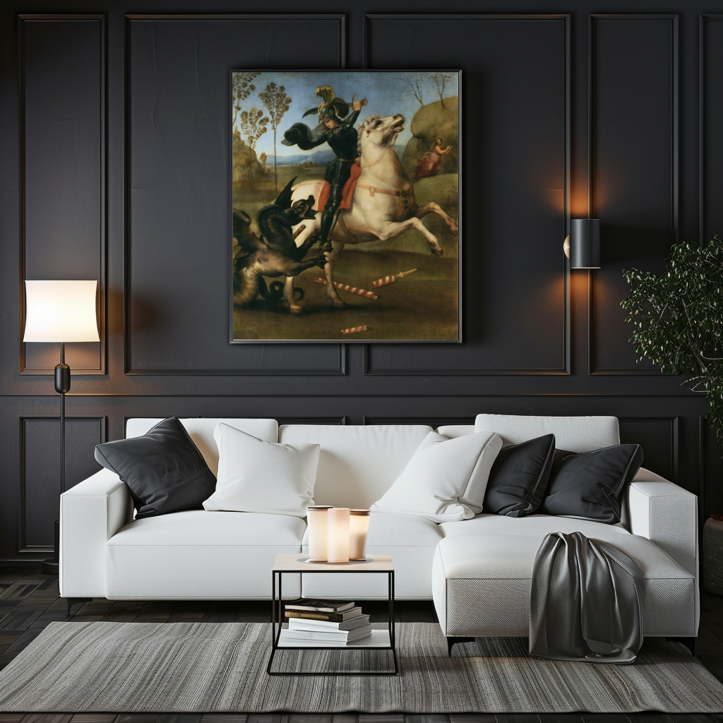 Saint Georges et le Dragon - Raphaël - Toile premium 430g (qualité galerie)
