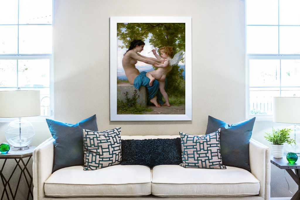 A Young Girl Defending Herself Against Cupid - William-Adolphe Bouguereau - Premium canvas 430g (gallery quality)