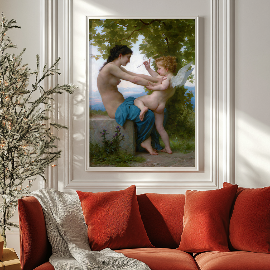 A Young Girl Defending Herself Against Cupid - William-Adolphe Bouguereau - Premium canvas 430g (gallery quality)