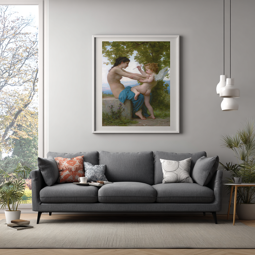 A Young Girl Defending Herself Against Cupid - William-Adolphe Bouguereau - Premium canvas 430g (gallery quality)