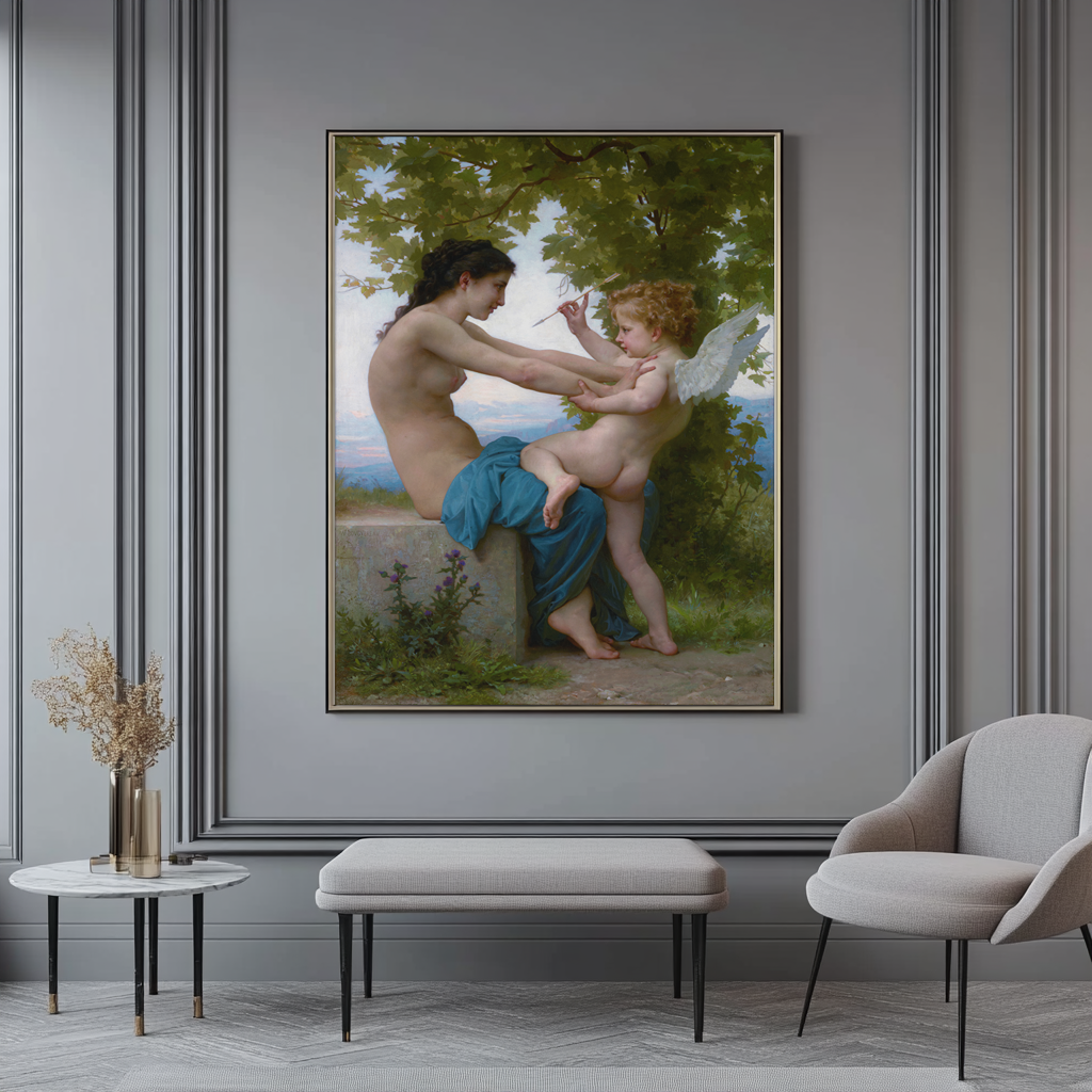 A Young Girl Defending Herself Against Cupid - William-Adolphe Bouguereau - Premium canvas 430g (gallery quality)